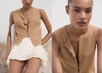 Fine-knit vest with buttons