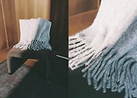 Carded wool blend melange throw