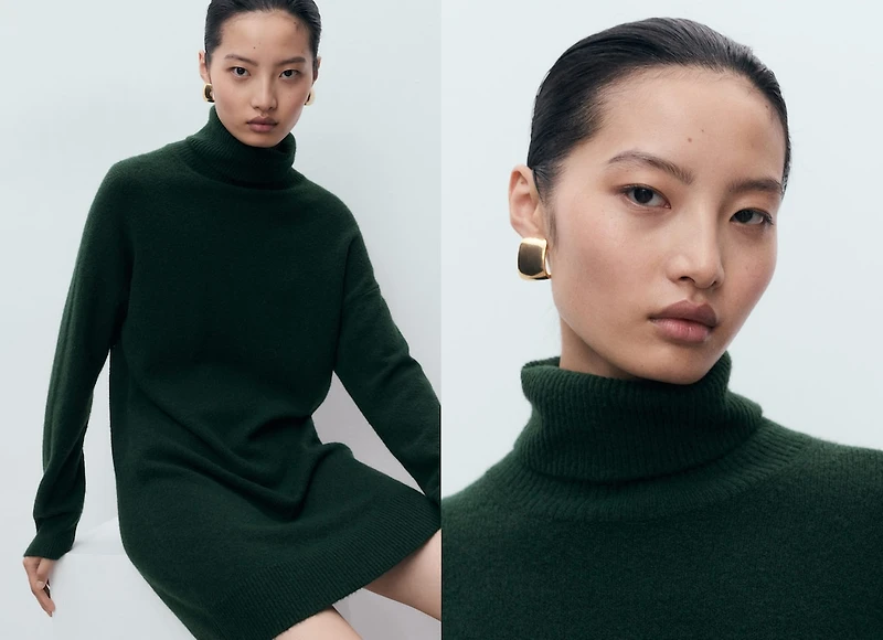 Turtle neck knit dress