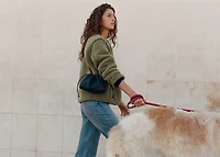 Faux-leather bucket handbag