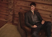 Slim-fit micro-check wool-blend jacket