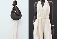 Halter-neck jumpsuit with belt