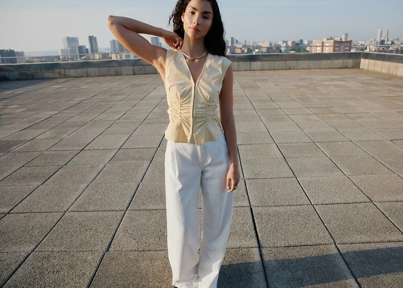 Gathered cotton blouse