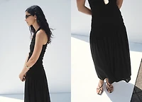 Gathered midi-dress