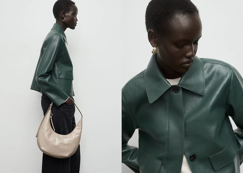 Faux-leather jacket with pockets