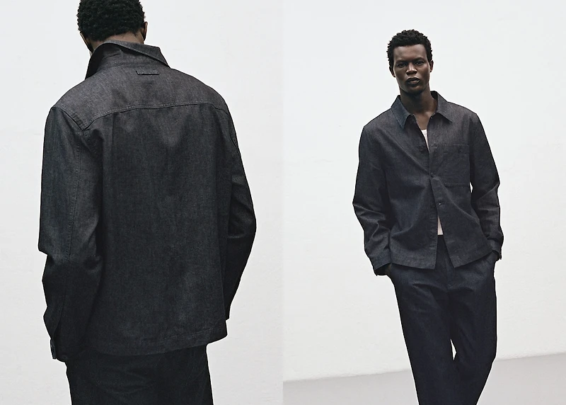 Denim overshirt with pocket