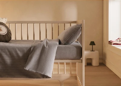 Reversible striped flannel cotton duvet cover for cot