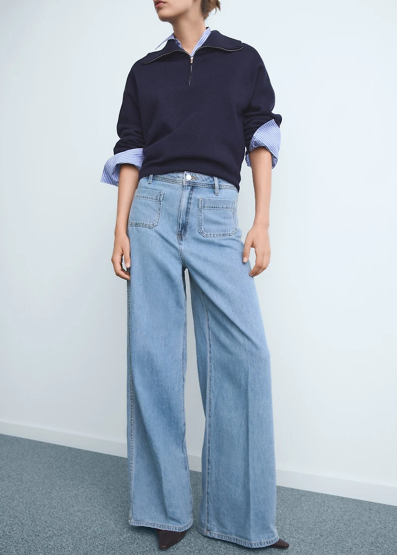 High-rise wide leg  jeans with pockets