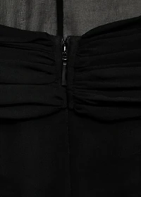 Long semi-transparent dress with crossed neckline