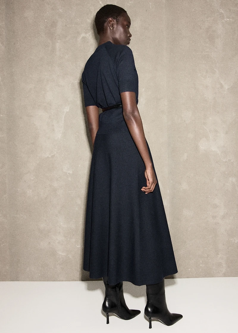 Short-sleeved wool-blend sweater