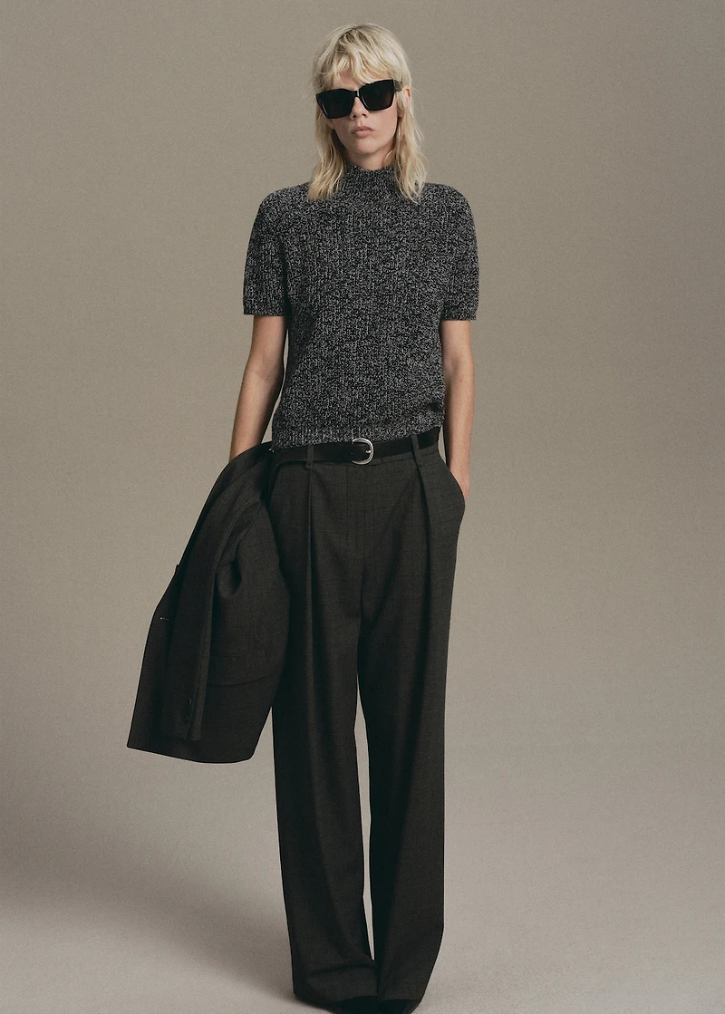 Speckled perkins-neck sweater