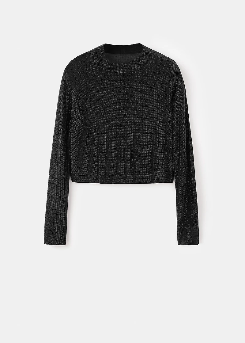 Cropped sweater with crystals