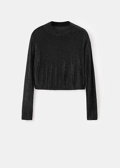 Cropped sweater with crystals