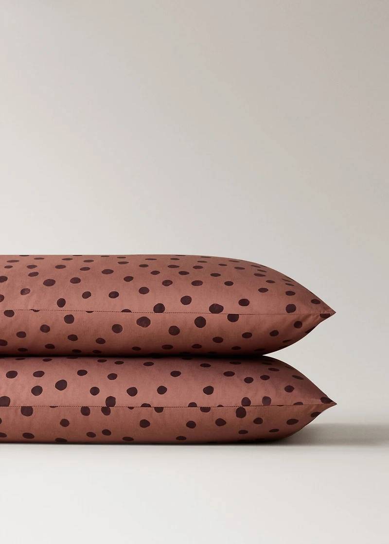 Two pillowcases cotton percale 200 thread count polka dot print 50x75 cm