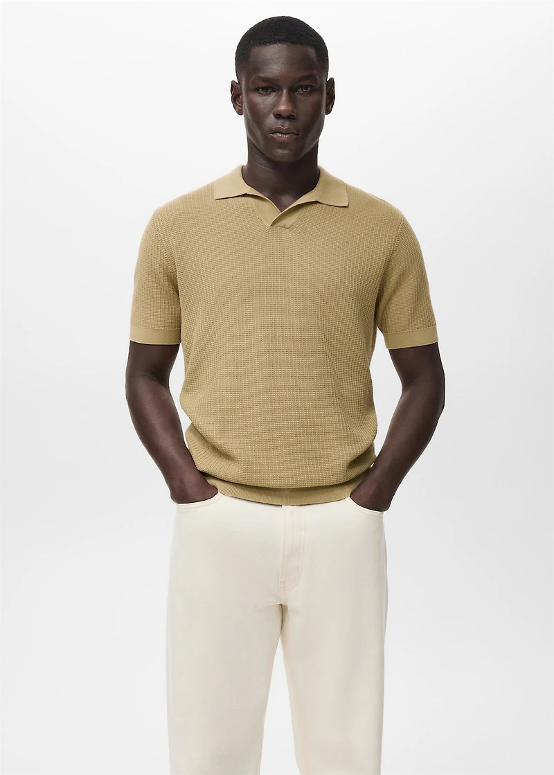 Structured cotton knitted polo shirt