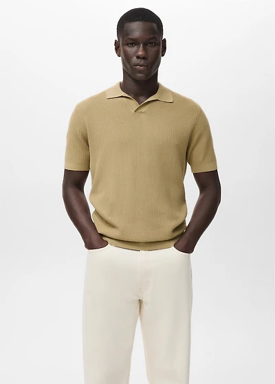 Structured cotton knitted polo shirt