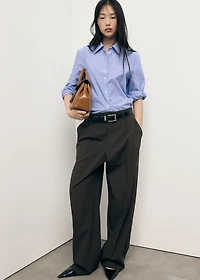 Cotton and lyocell blend straight shirt