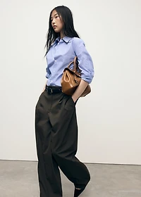 Cotton and lyocell blend straight shirt