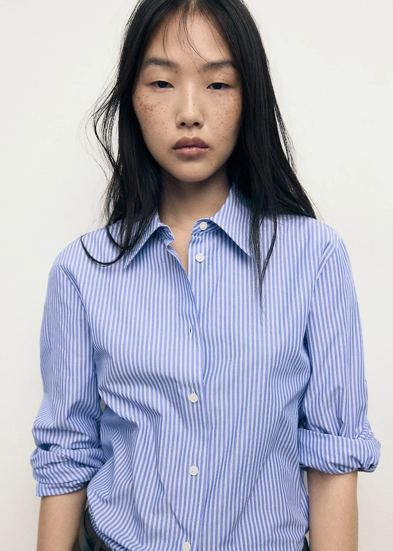 Cotton and lyocell blend straight shirt