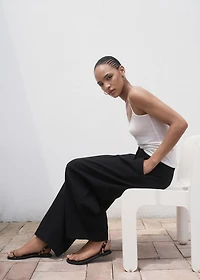 Pleated wide leg trousers
