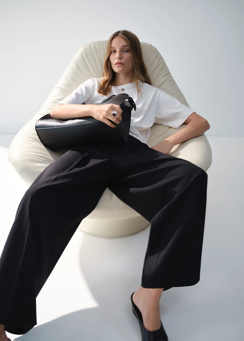 Pleated wide leg trousers