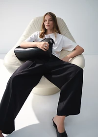 Pleated wide leg trousers