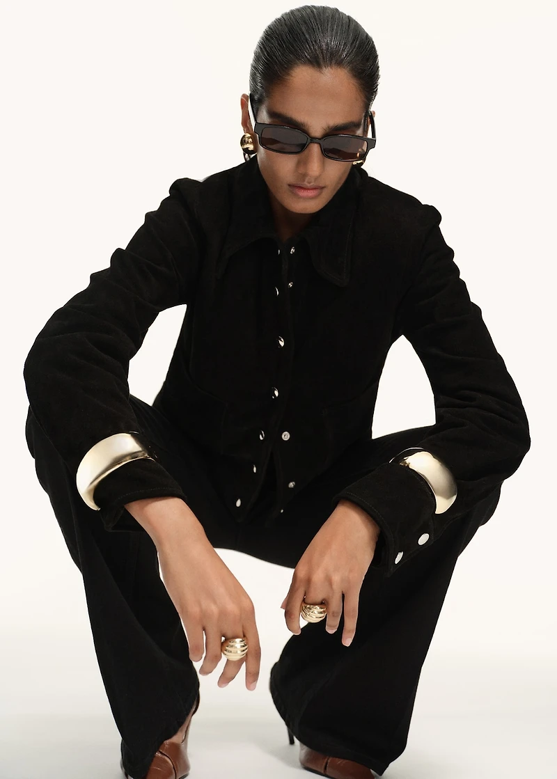 Violet flared high-rise jeans