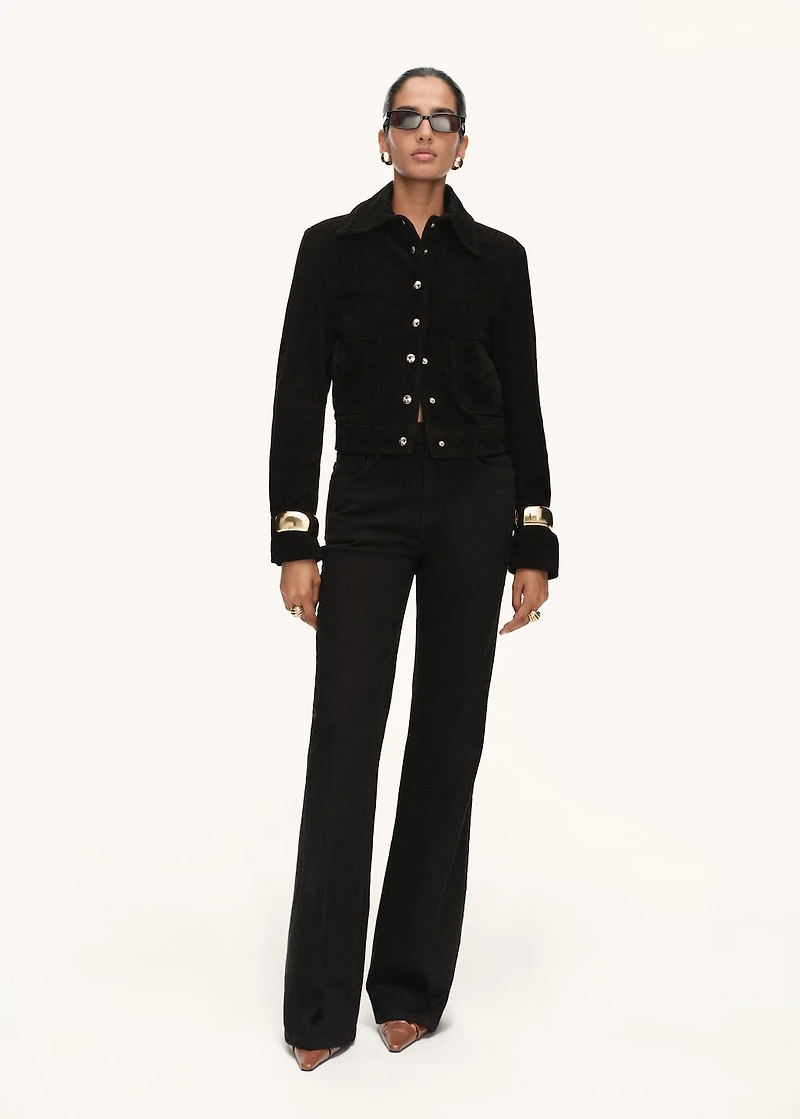 Violet flared high-rise jeans