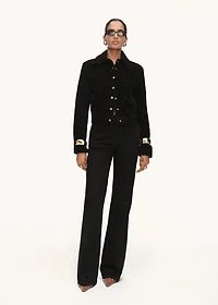 Violet flared high-rise jeans