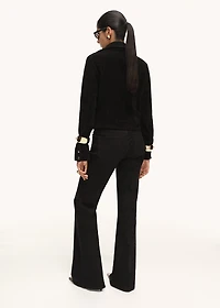 Violet flared high-rise jeans