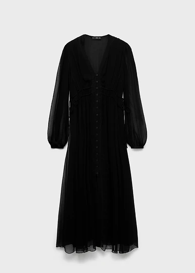 Puff-sleeved chiffon dress