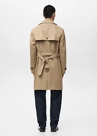 Water-repellent belted trench coat