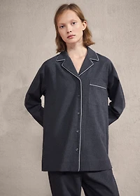 Cotton flannel pants with contrasting piping