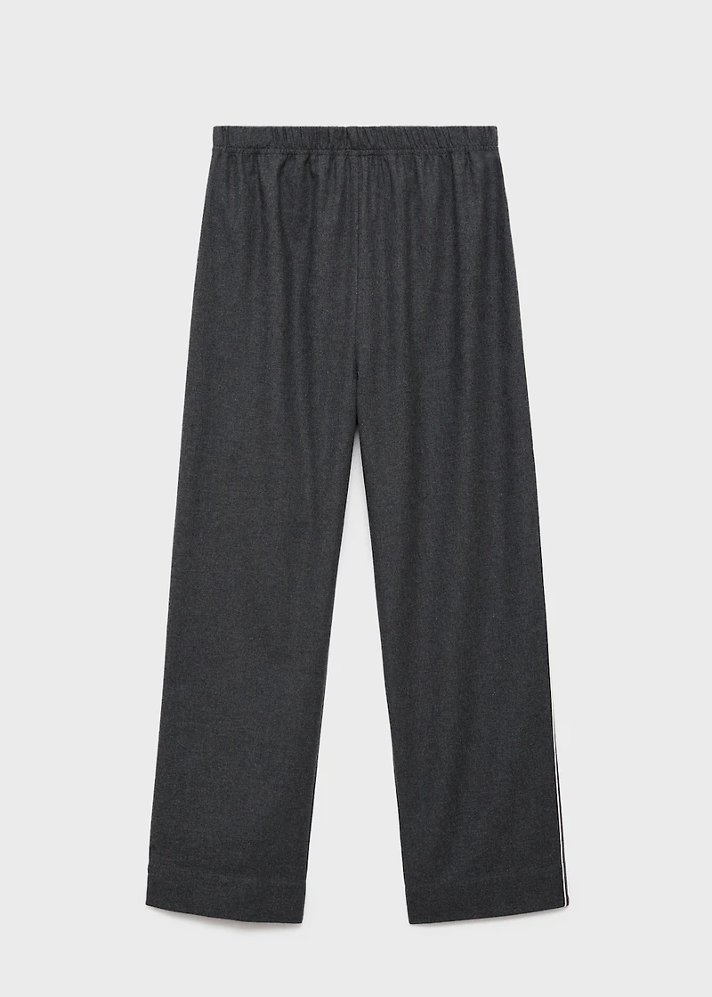 Cotton flannel pants with contrasting piping