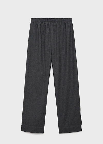 Cotton flannel pants with contrasting piping