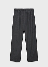 Cotton flannel pants with contrasting piping