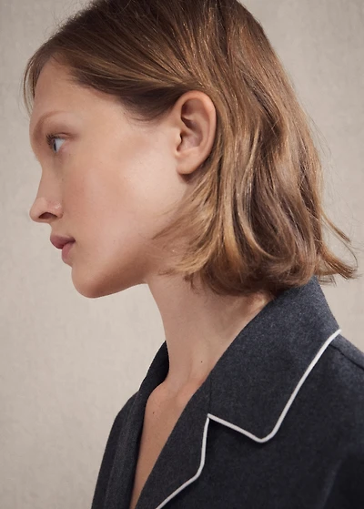 Cotton flannel pants with contrasting piping