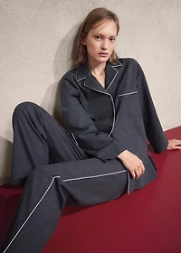 Cotton flannel pants with contrasting piping