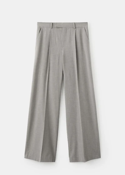 Straight wool-blend suit pants