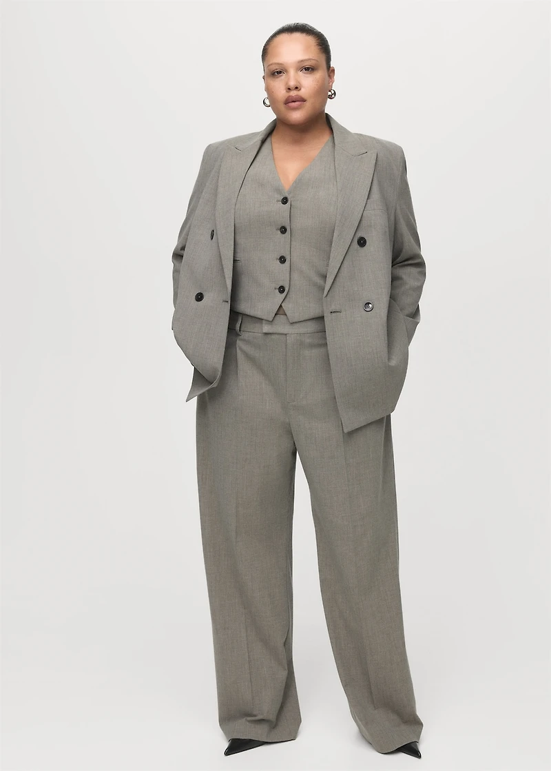 Straight wool-blend suit pants