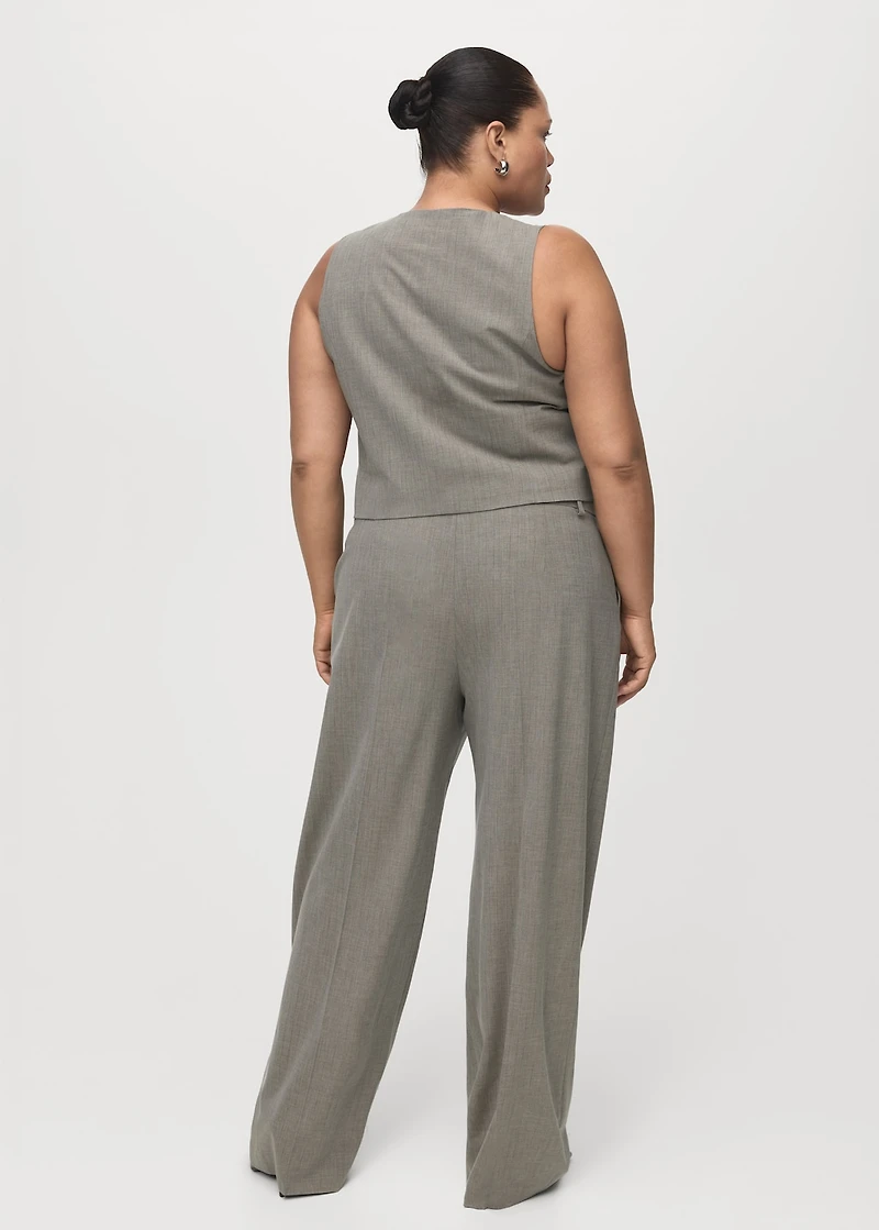 Straight wool-blend suit pants