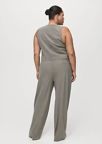 Straight wool-blend suit pants