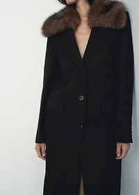 Wool coat with fur collar
