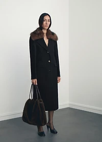 Wool coat with fur collar