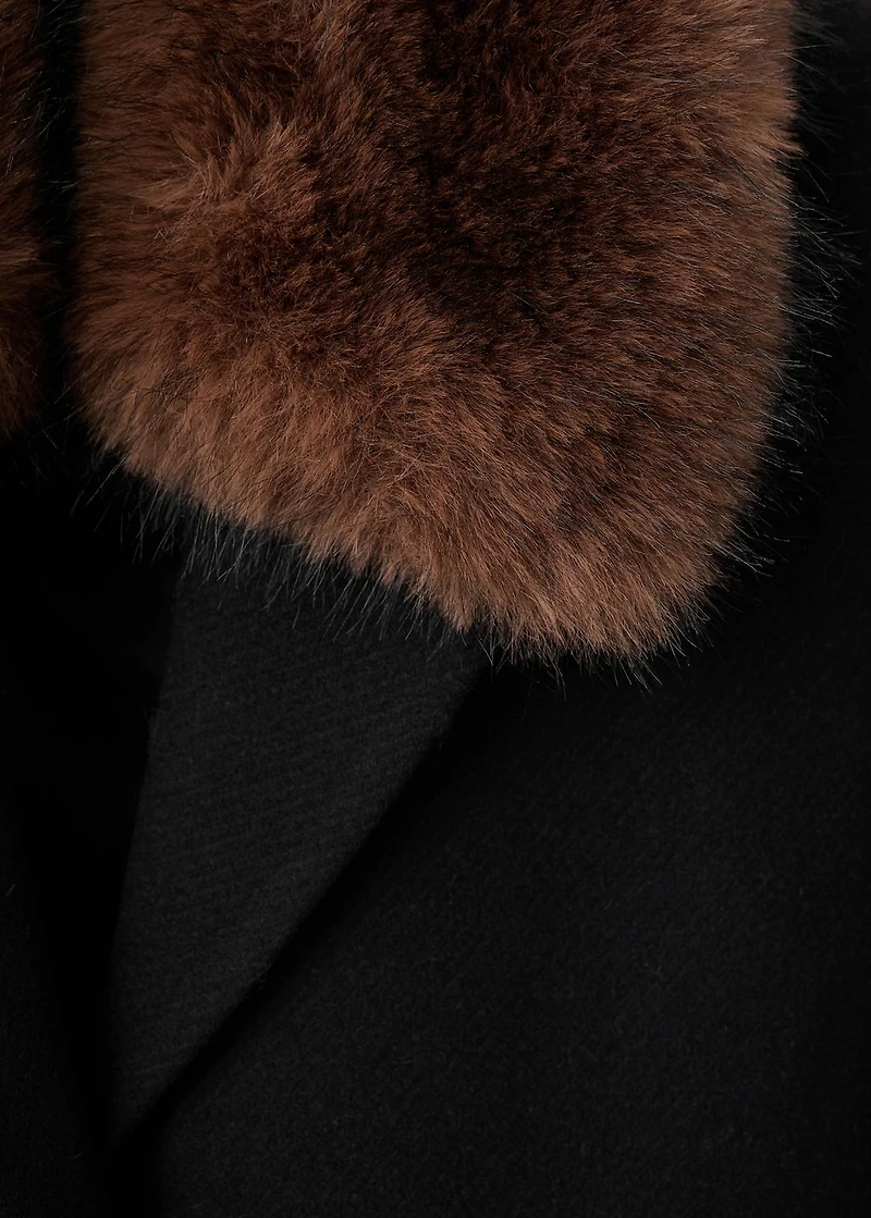 Wool coat with fur collar
