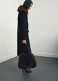 Wool coat with fur collar