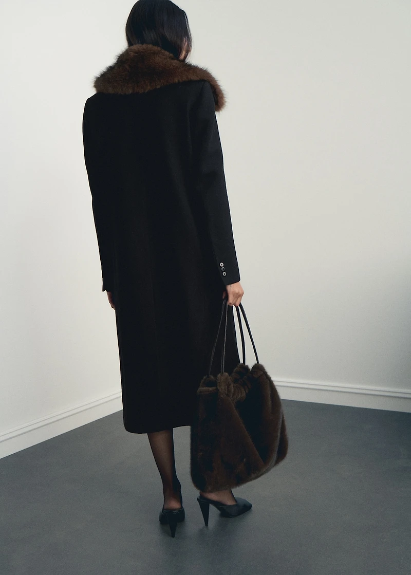 Wool coat with fur collar