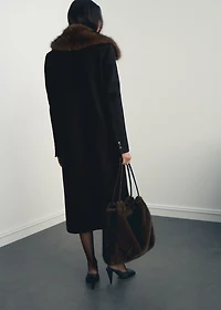 Wool coat with fur collar