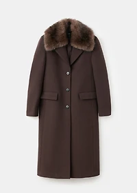 Wool coat with fur collar