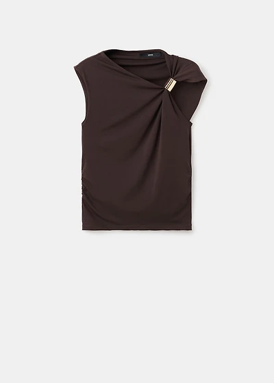 Top with asymmetrical neckline and metallic detail